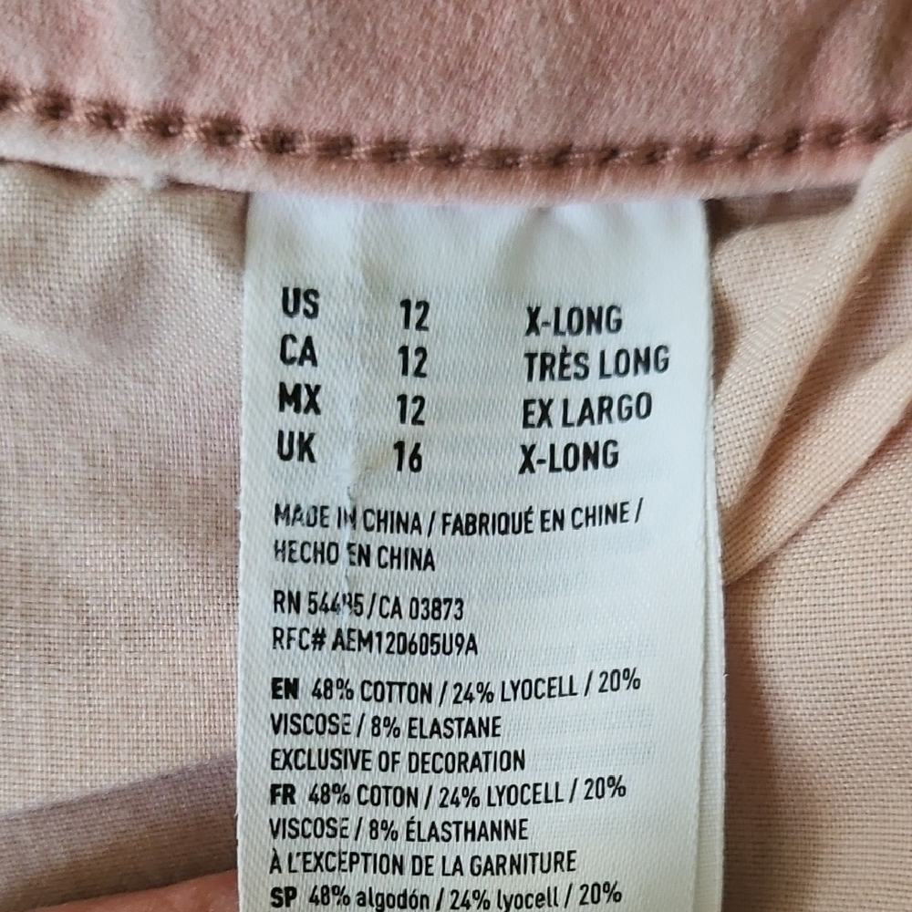 American Eagle -Dusty Rose Sateen - 360 Super Stretch Jeggings- Size 12 XLong - Picture 7 of 10